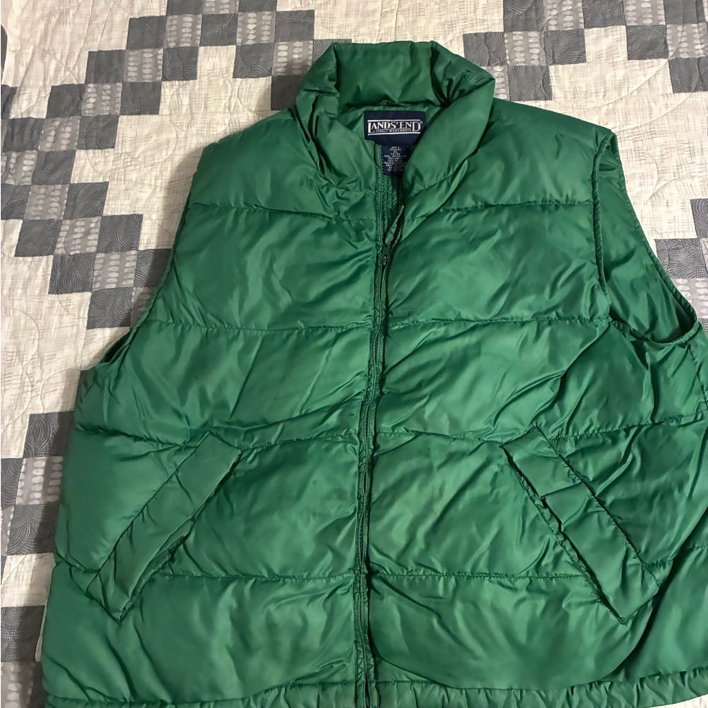 Lands' End Mens Emerald Green Puffer Vest